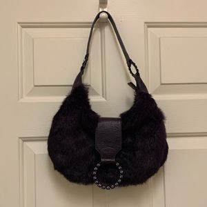 Isabella Fiore small purple fur shoulder bag